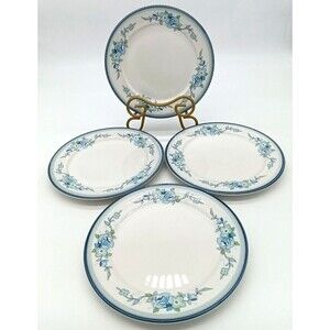 Vtg Nitto Meadow Stone Circa Rosa 9907 Set Of 4 Blue Floral 7.5" Salad Plates